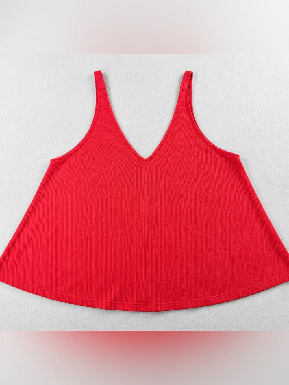 Free People Dani Tank XS Red Ribbed Swing Cami Intimately Bella Rosa